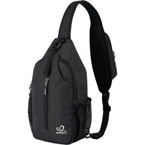 Men Rfid-black Crossbody Sling Backpack Sling Bag Travel Hiking Chest Daypack